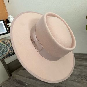 Olive & pique blush flat brimmed hat